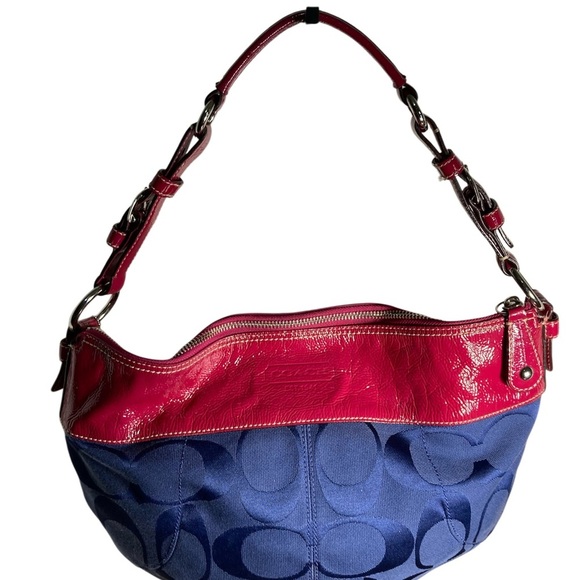 COACH LAURA signature patent top Pink and Blue Women's SHOULDERBAG tote - Picture 2 of 9